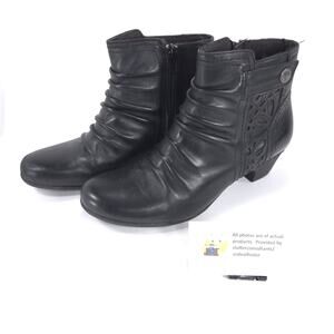 Rockport Cobb HillLeather Zip Up Ankle Boot Womens Size 8 CBD51BK Black